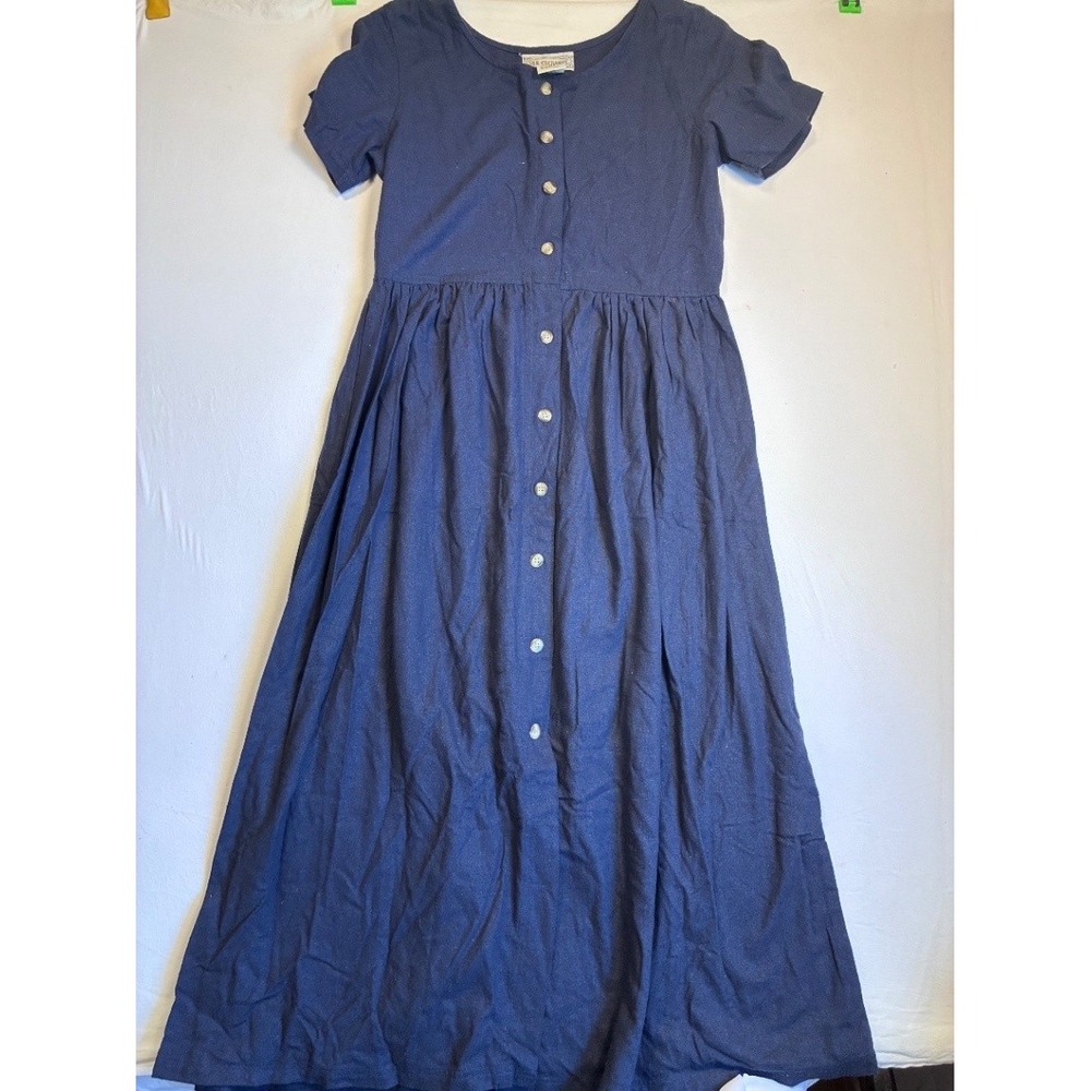 Silk Exchange Women's 100% Silk Navy Button-Up Blouse Sz M